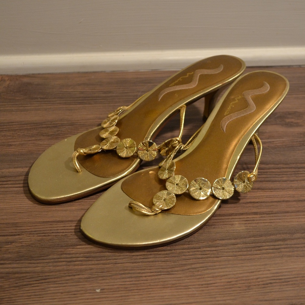 Gold Nina Sandals Size 10